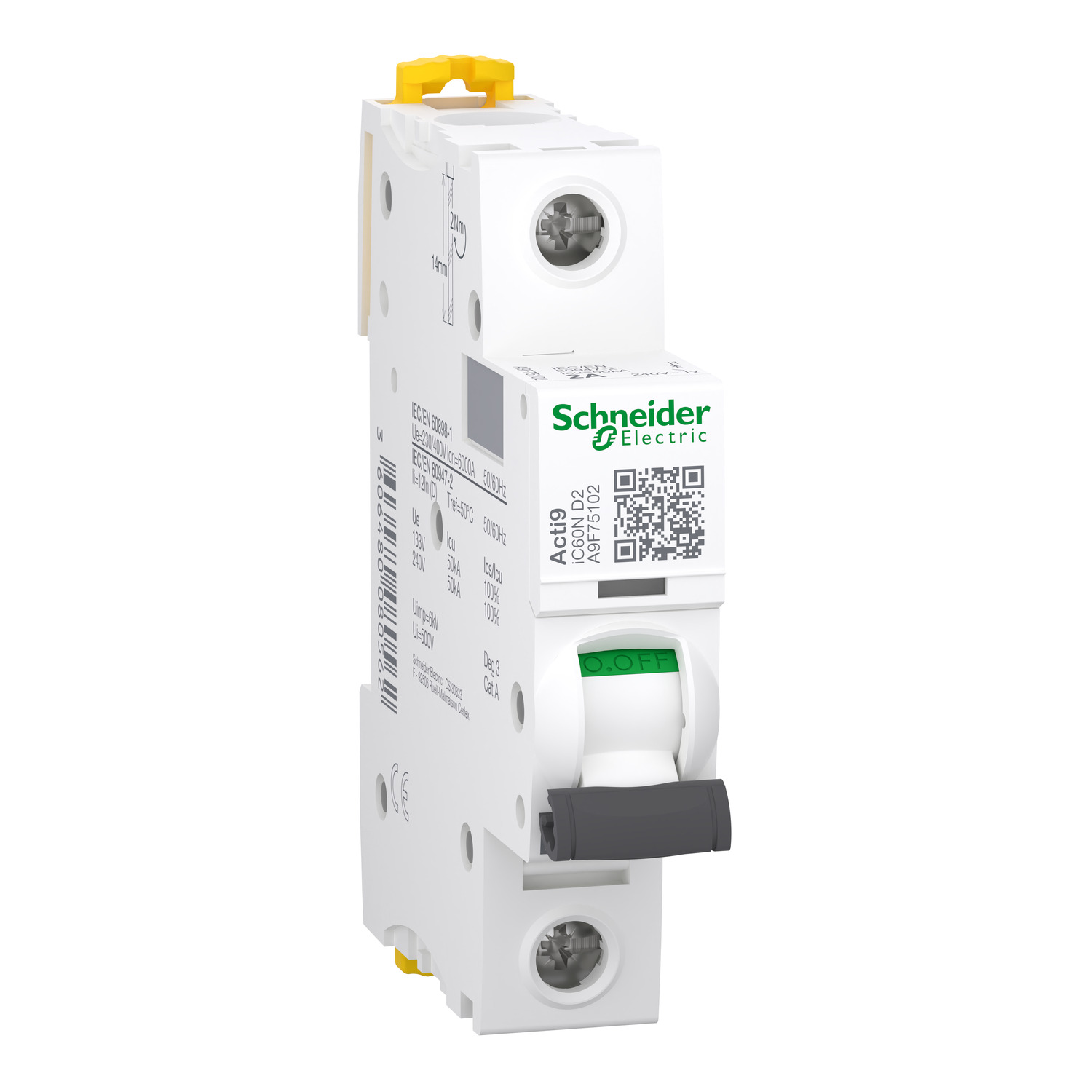 A9F75102 iC60N - automatski prekidač - 1P - 2A - D kriva