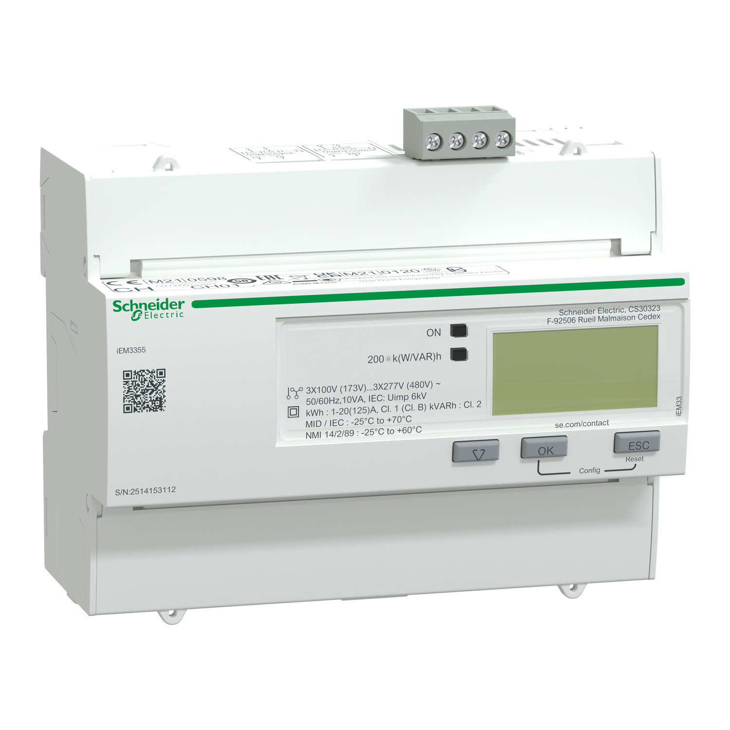 A9MEM3355 iEM3355 multimetar -125 A - Modbus - 1 digitalni I - 1 digitalni O - višetarifni