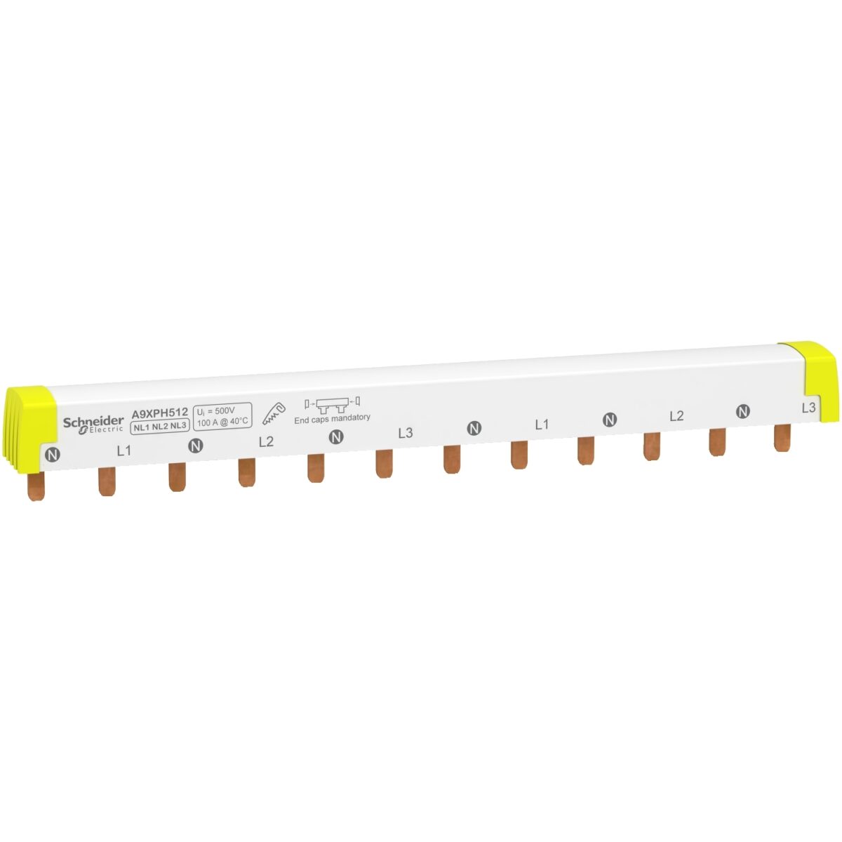 Acti 9 - češljasta sabirnica - 3L+N simetrična  - razmak 18 mm - 12 modula - 100 A