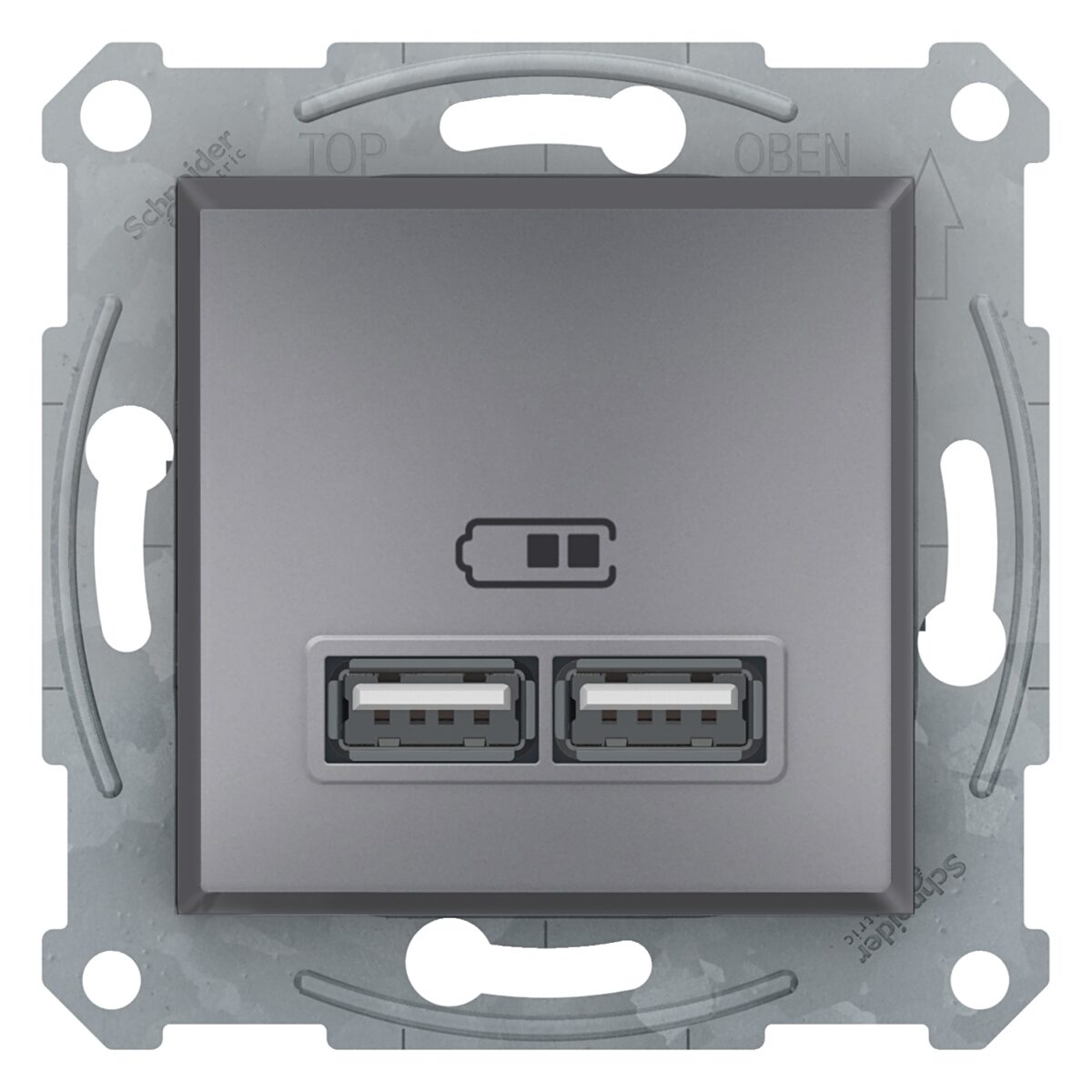 Asfora - dupli USB punjač 2.1 A - čelik
