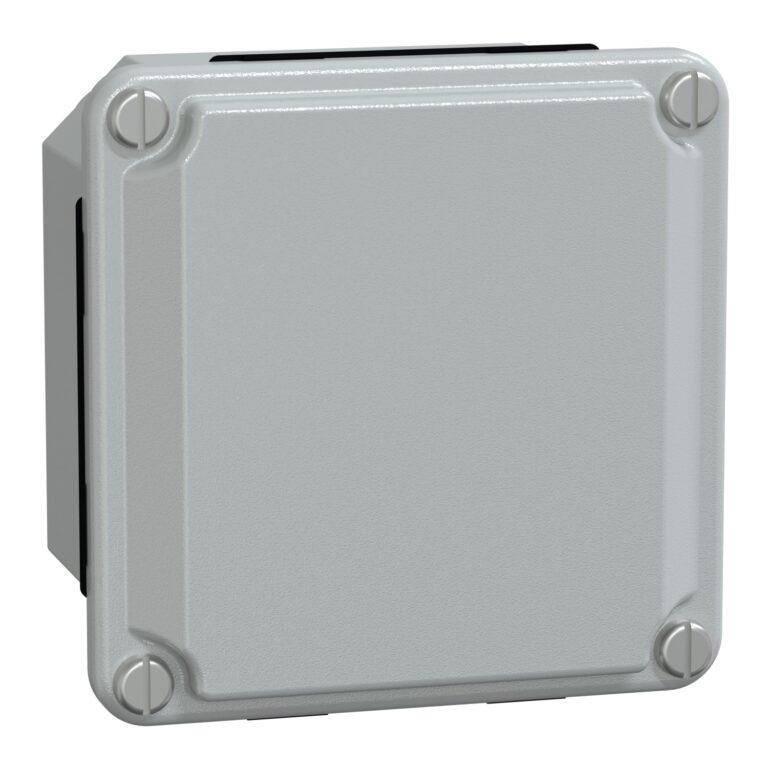 metalna industrijska kutija - niski poklopac -V85xŠ85xD49 - IP55 - siva RAL 7035