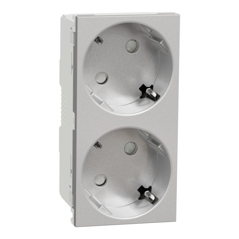 2xUtičnica šuko 2P+E aluminijum bezvijč.