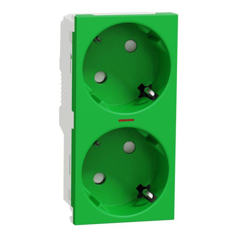 2xUtičnica šuko 2P+E vijč./IPT lamp zel
