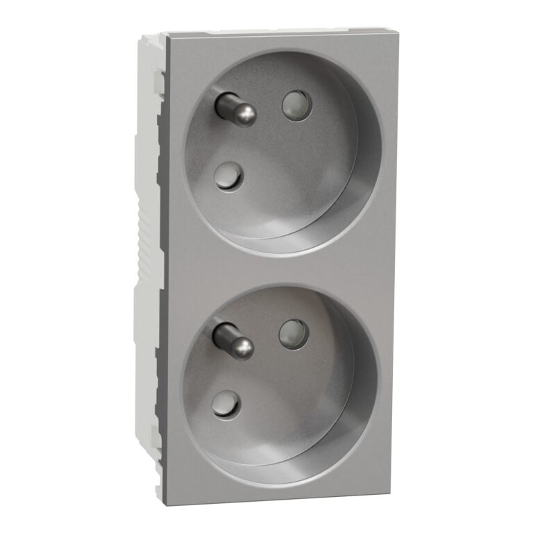 2xUtičnica FR 45º 2P+E aluminijum