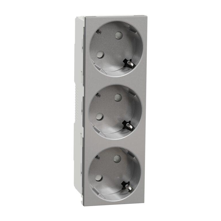 3xUtičnica šuko 2P+E aluminijum bezvijč.