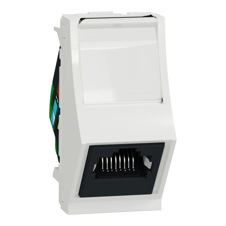 Utičnica RJ45 CAT6 STP kosa 1 modul bela