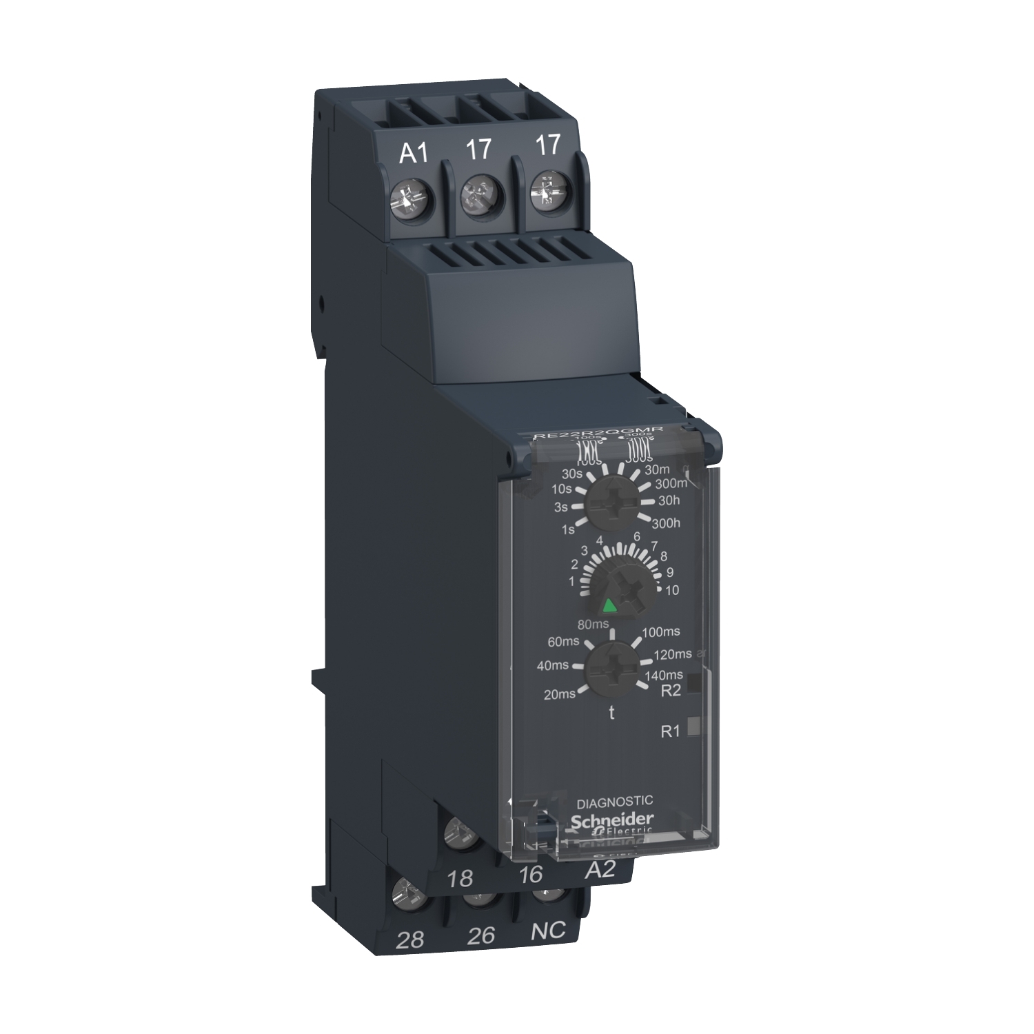RE22R2QGMR zvezda-trougao vremenski relej - 0.05s…300h - 24…240V AC/DC - 2C/O