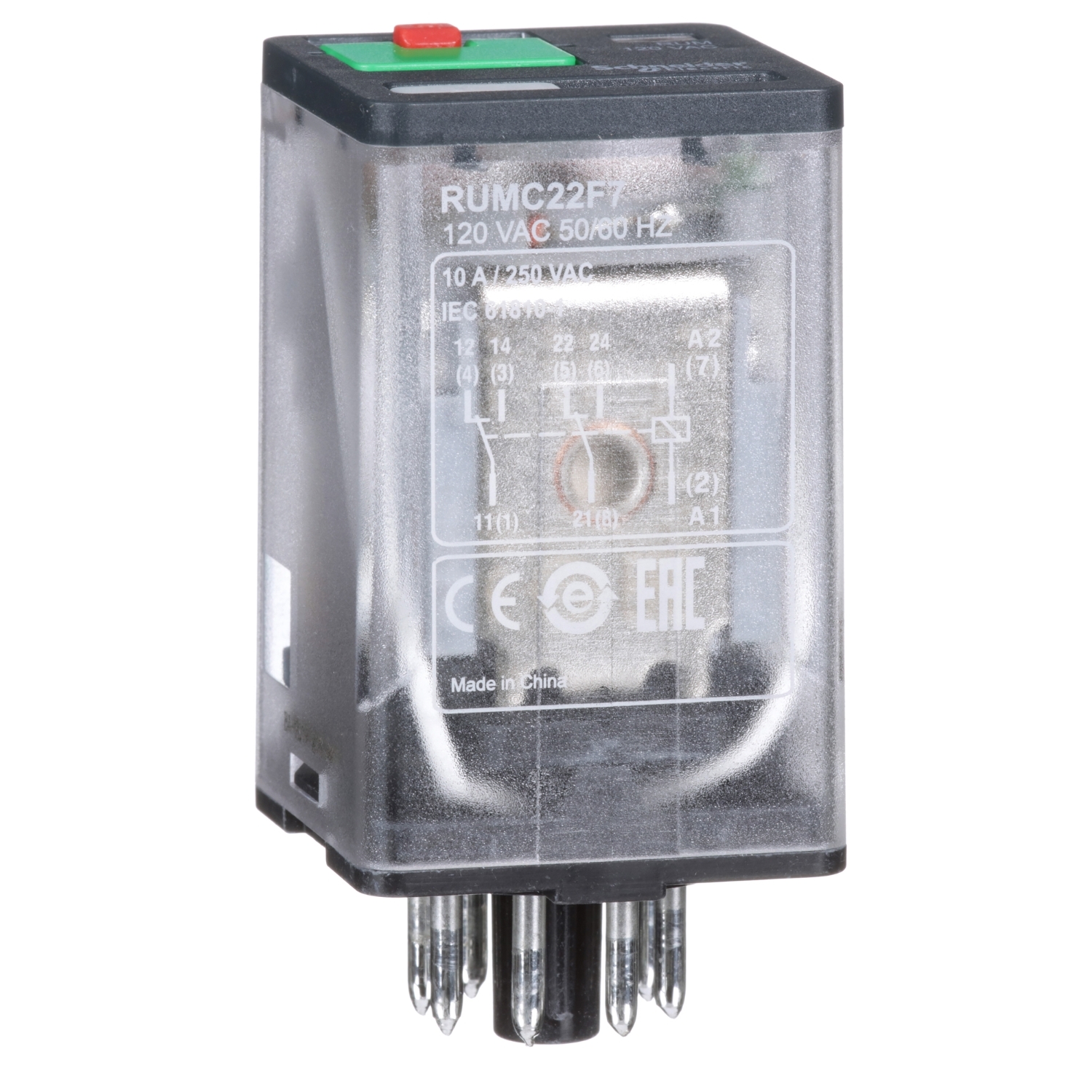 RUMC22F7 univerzalni utični relej - Zelio RUM - 2 C/O - 120 V AC - 10 A - LED