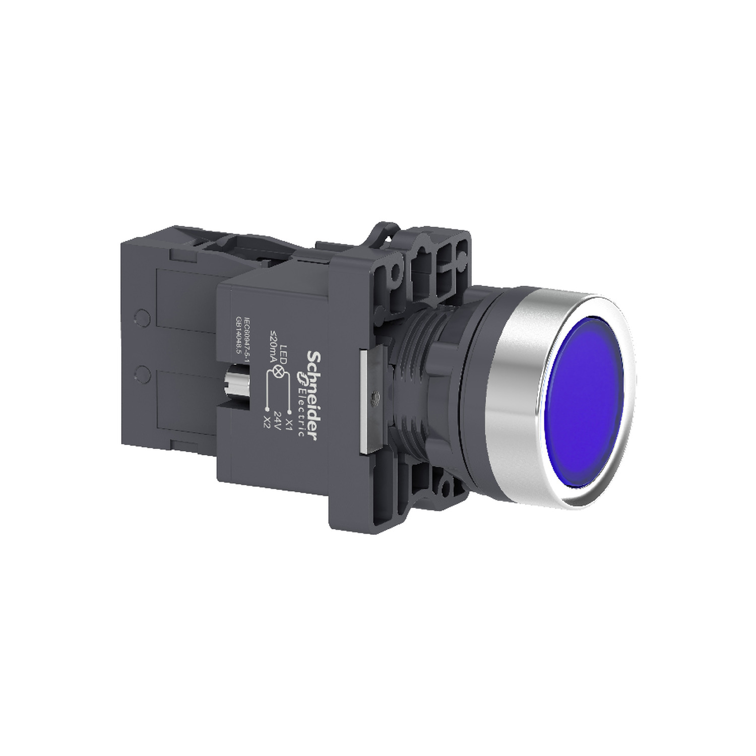 XA2EW36B1 Plavi kompletni svetleći taster - Ø22 - udubljeni - 24V AC/DC - 1NO