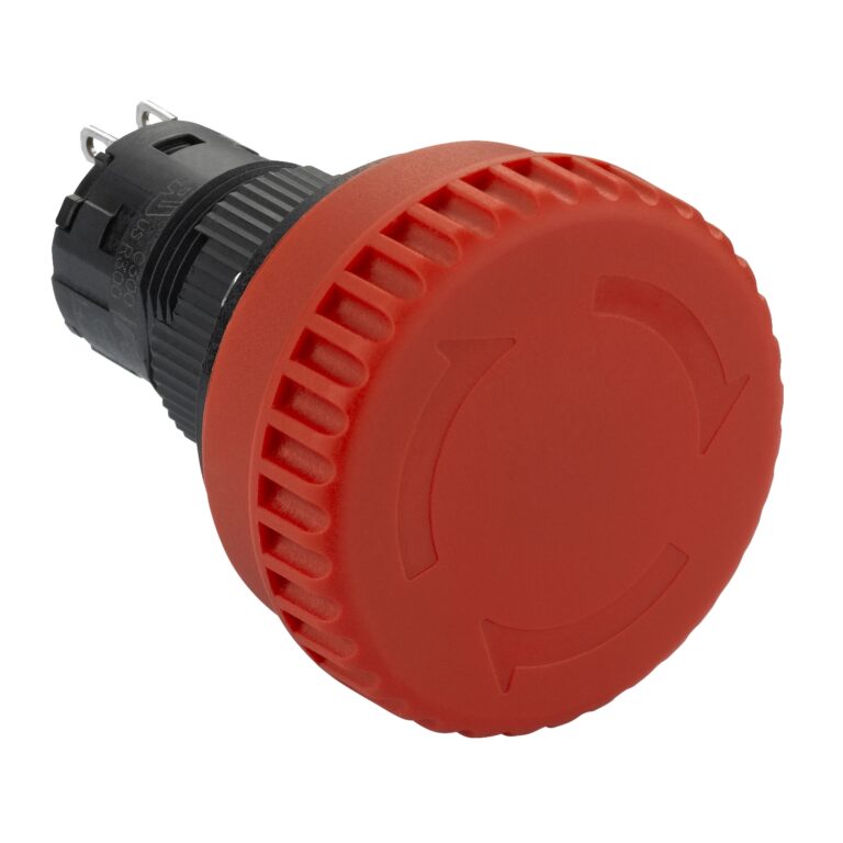 Complete non illuminated mushroom head push button